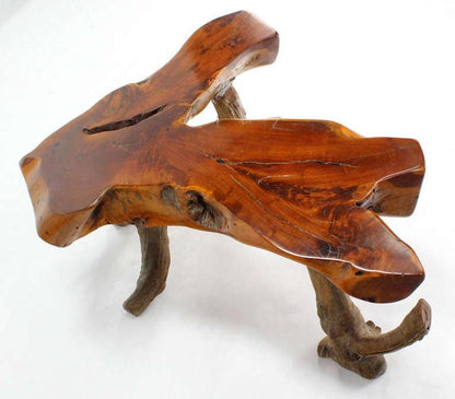 EstablishedLines Organic Heavy V Shape Walnut Slab Top Driftwood Base Legs Coffee Table MINT!