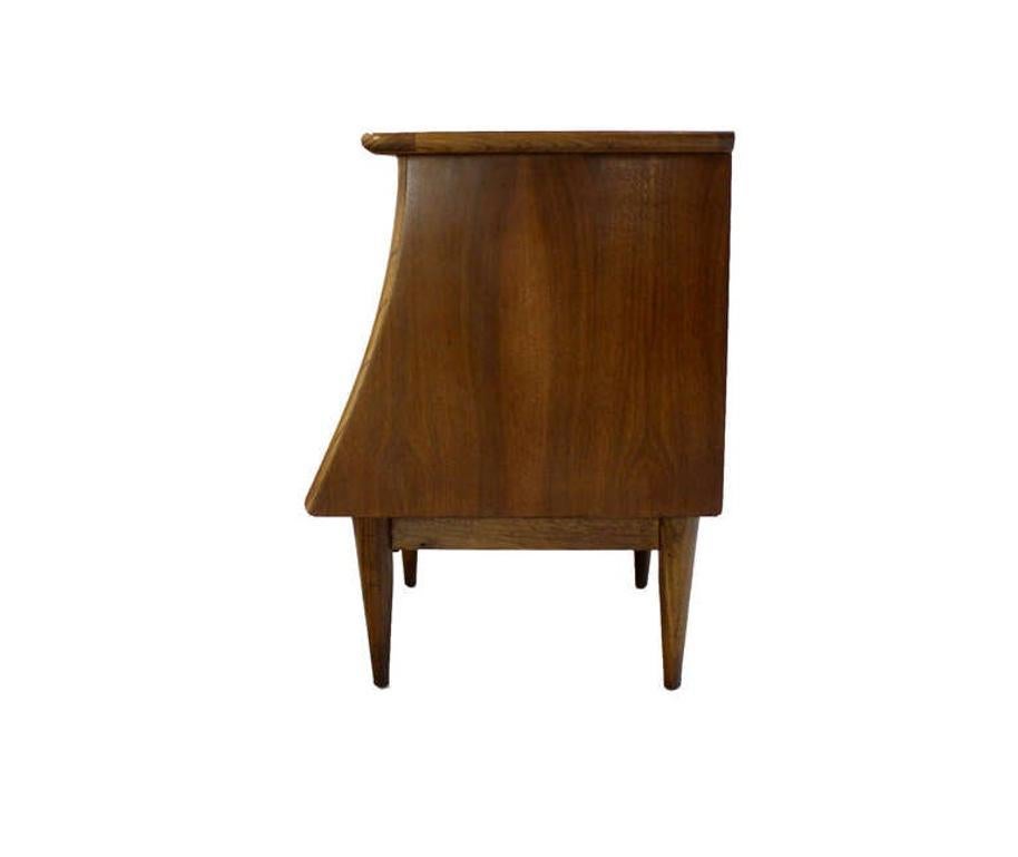 EstablishedLines Pair of Danish Mid Century Modern One Drawer Walnut End Tables Night Stands MINT
