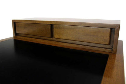 EstablishedLines Light Walnut Oversize 32" Wide Two Drawers Dowel Leg Step End Coffee Table MINT!