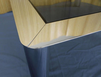 EstablishedLines Chrome Cylinder Legs Square Smoked Glass Mid-Century Modern Coffee Table MINT!