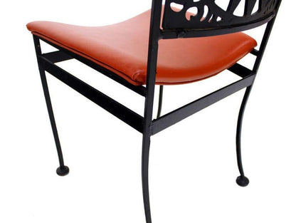 EstablishedLines Thick Steel Chair Pierced Sun Sunburst Design Back Mid-Century Modern MINT!
