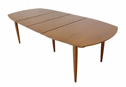 EstablishedLines John Stuart Light Walnut Boat Shape Walnut Dining Table Tapered Leg Two Leaves