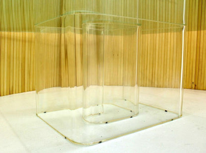 EstablishedLines Lucite Snail Base Square 3/4" Thick Glass Top Coffee Table Mid Century Modern