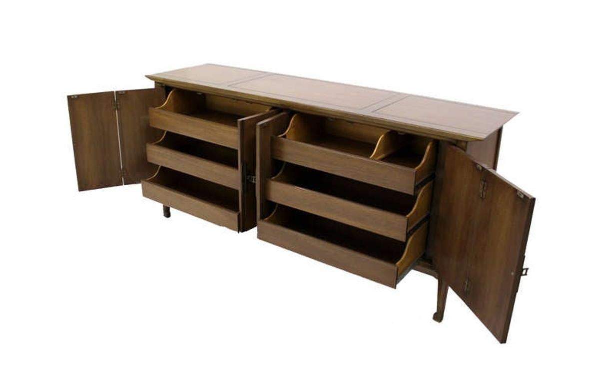 EstablishedLines Mid Century Modern Burlwood Long Credenza 6 Drawers Dresser Matching Mirror MINT