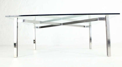 EstablishedLines Mid-Century Modern Solid Chrome and Glass-Top Coffee Table style of Kjaerholm