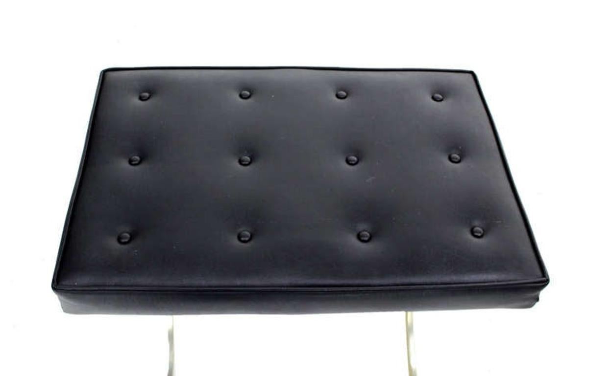 EstablishedLines Mid Century Modern Splayed Leg Compact Piano Window Bench Tufted Black Vinyl