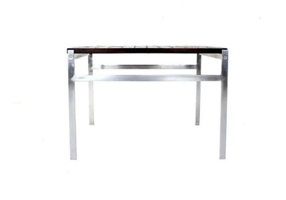 EstablishedLines Danish Modern Chrome Base Tile Mosaic Rosewood Top Square Coffee Side Table MINT
