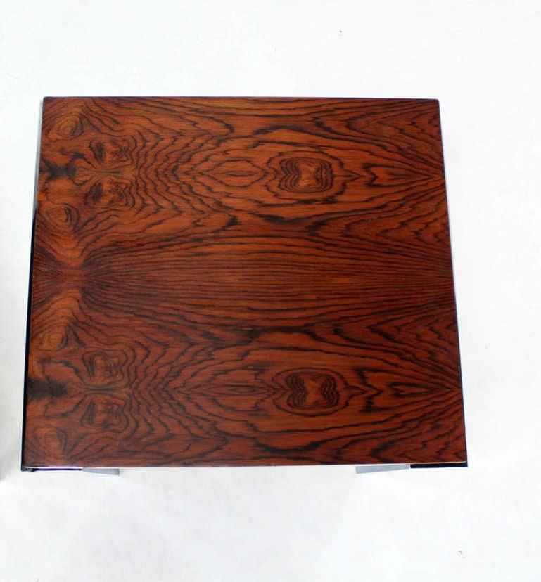 Pair of Milo Baughman Rosewood and Chrome Mid-Century Modern End Tables Stands