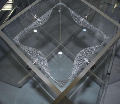 EstablishedLines Mid-Century Modern Long Rectangular Lucite Base Glass Top Coffee Table MINT!