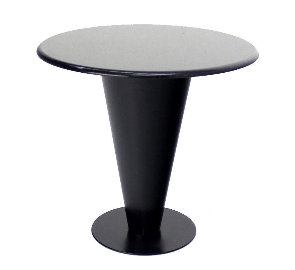 EstablishedLines Apollo Woodworking Black Granite Top Heavy Metal Cone Base Cafe Gueridon Table
