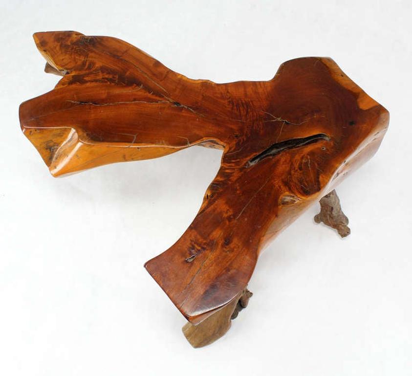 EstablishedLines Organic Heavy V Shape Walnut Slab Top Driftwood Base Legs Coffee Table MINT!