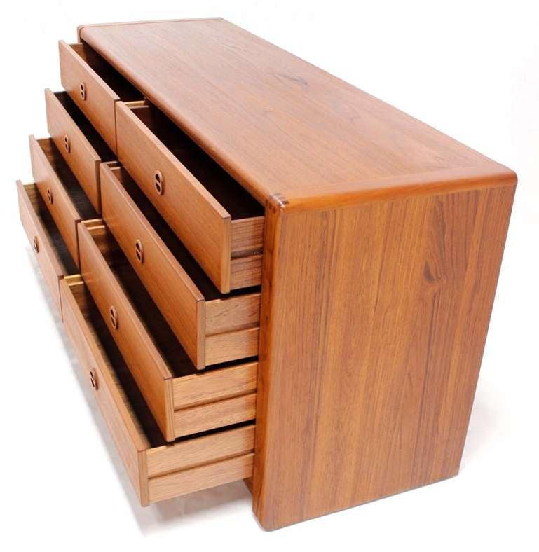 Danish Mid Century Modern Teak Eight Drawer Dresser Credenza Cabinet MINT!