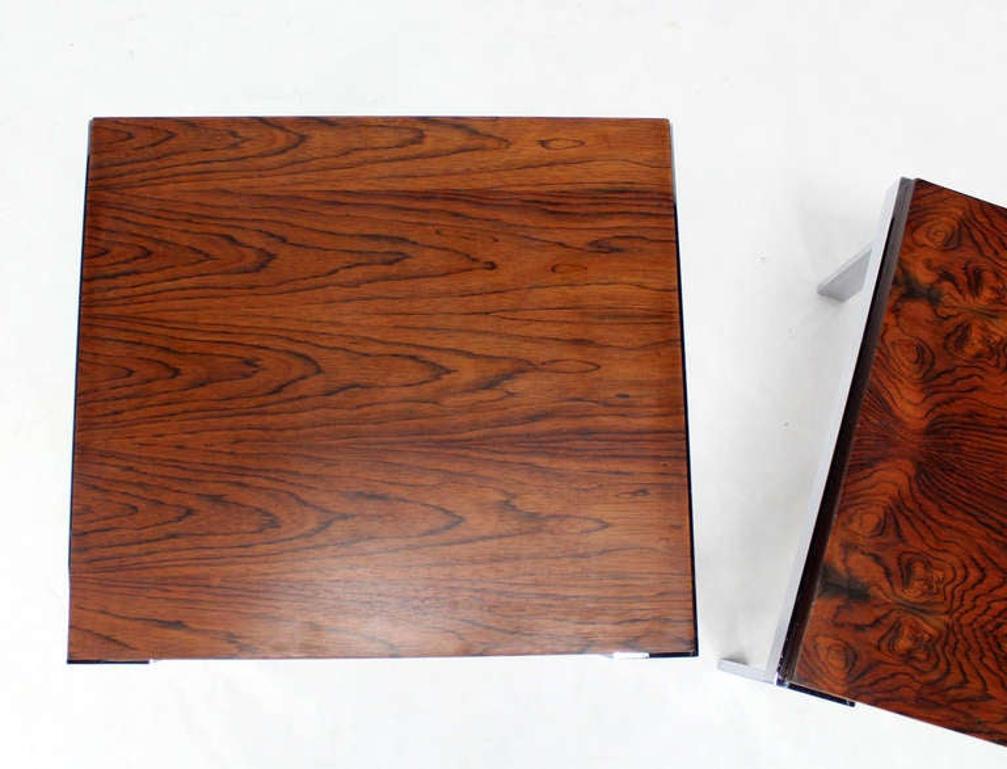 Pair of Milo Baughman Rosewood and Chrome Mid-Century Modern End Tables Stands
