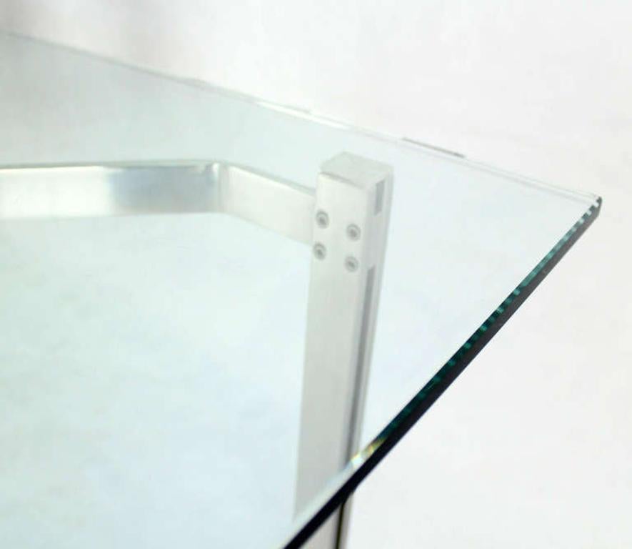 EstablishedLines Mid-Century Modern Solid Chrome and Glass-Top Coffee Table style of Kjaerholm