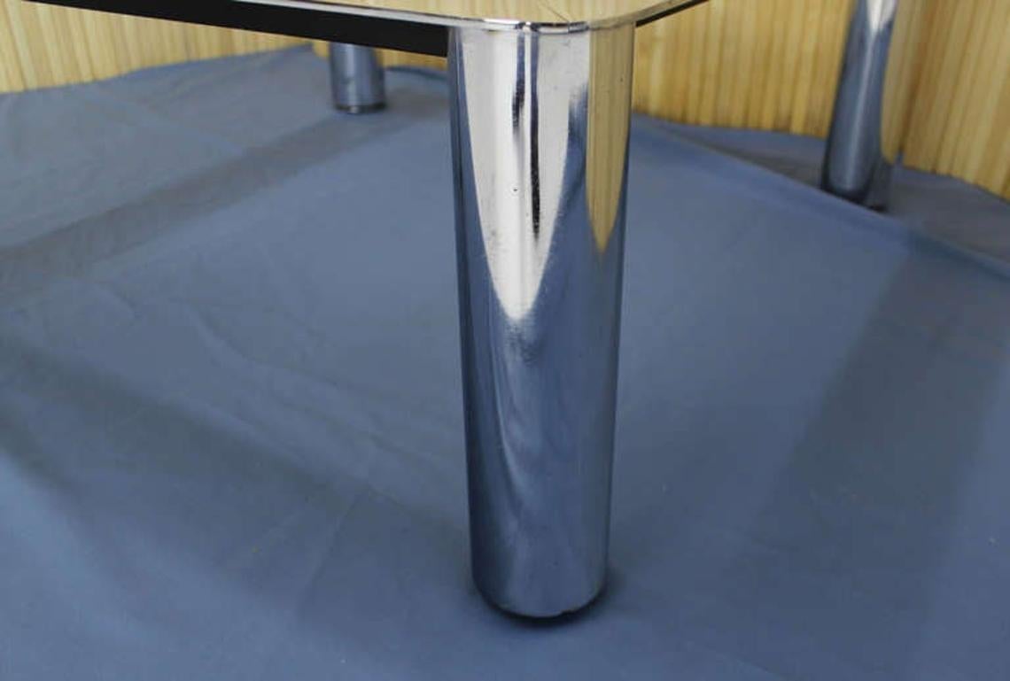 EstablishedLines Chrome Cylinder Legs Square Smoked Glass Mid-Century Modern Coffee Table MINT!