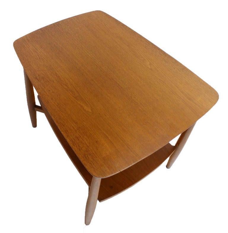 EstablishedLines Mid-Century Modern Two Tier One Drawer Walnut End Side Table by John Stuart MINT