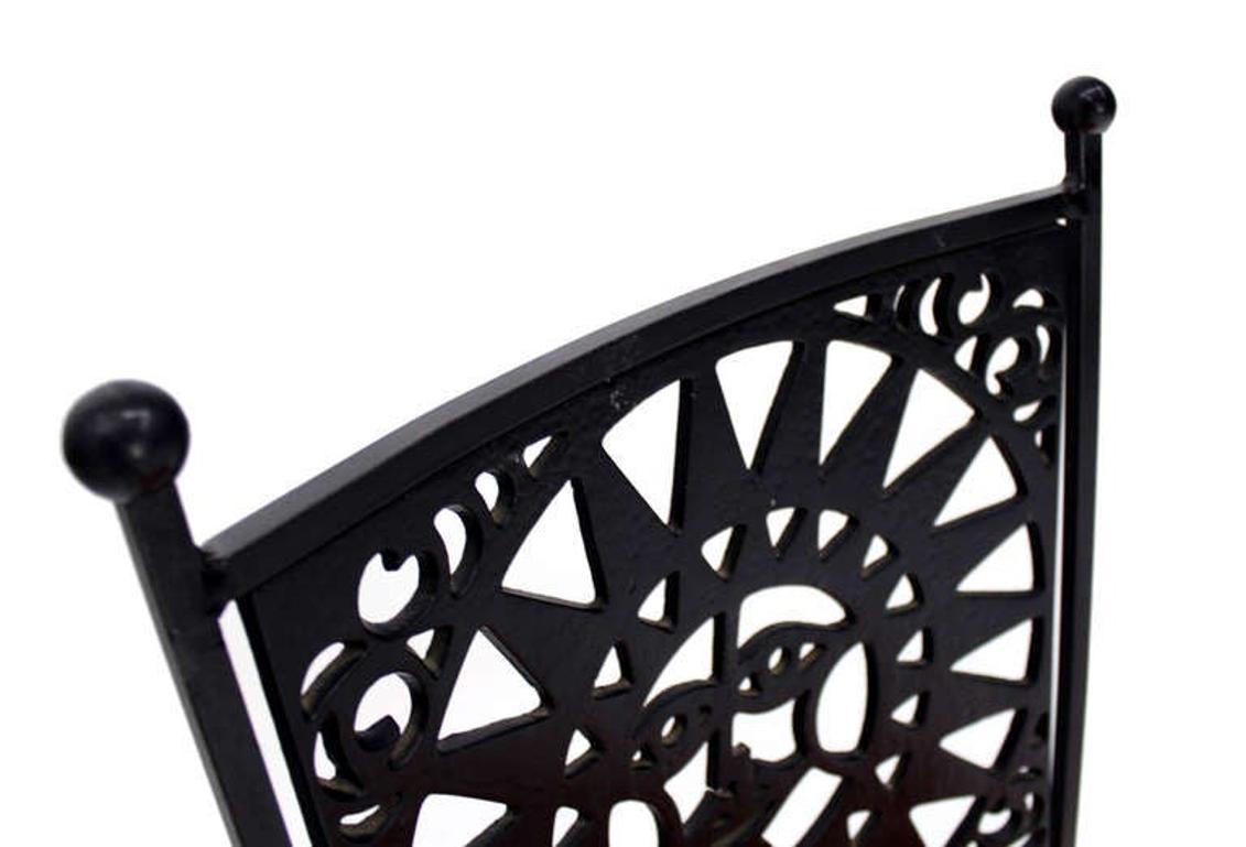 EstablishedLines Thick Steel Chair Pierced Sun Sunburst Design Back Mid-Century Modern MINT!