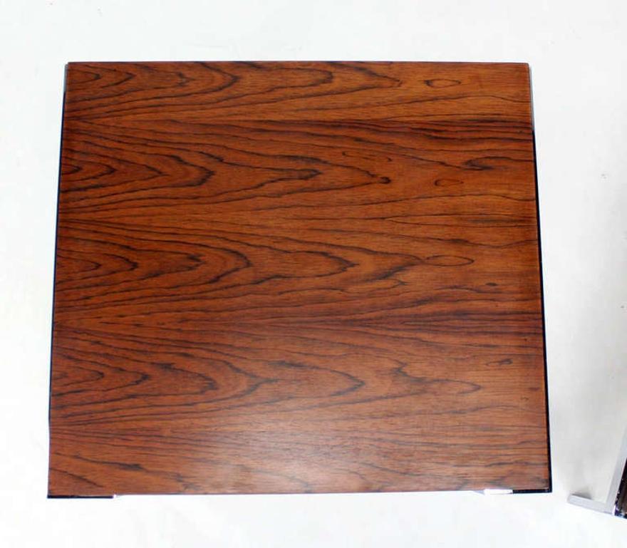 Pair of Milo Baughman Rosewood and Chrome Mid-Century Modern End Tables Stands