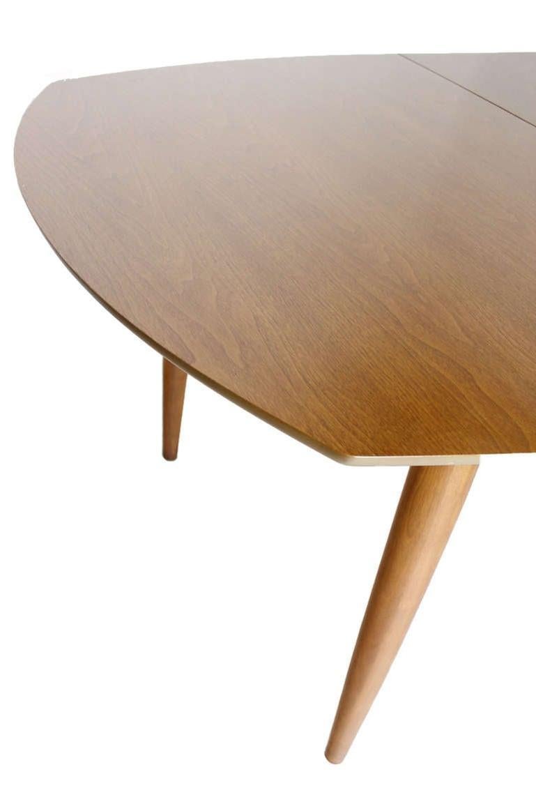EstablishedLines John Stuart Light Walnut Boat Shape Walnut Dining Table Tapered Leg Two Leaves