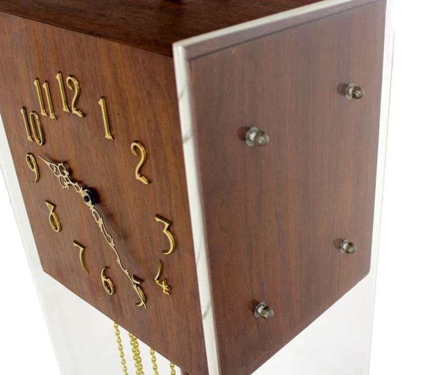 EstablishedLines Mid Century Modern Walnut Designer Lucite Grandfather Clock with Chime MINT!
