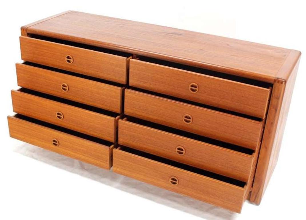 Danish Mid Century Modern Teak Eight Drawer Dresser Credenza Cabinet MINT!