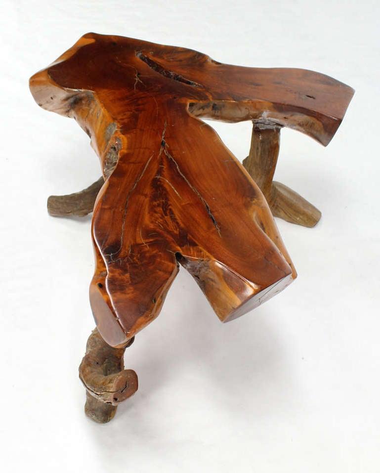 EstablishedLines Organic Heavy V Shape Walnut Slab Top Driftwood Base Legs Coffee Table MINT!