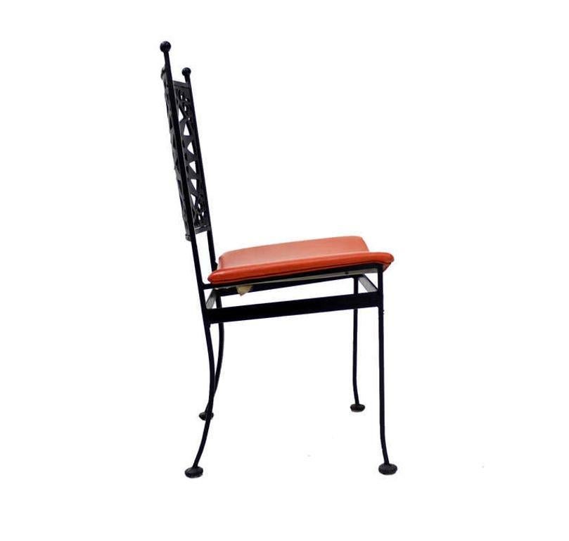 EstablishedLines Thick Steel Chair Pierced Sun Sunburst Design Back Mid-Century Modern MINT!