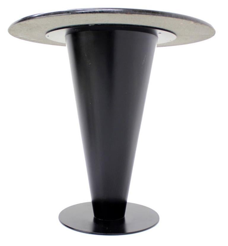EstablishedLines Apollo Woodworking Black Granite Top Heavy Metal Cone Base Cafe Gueridon Table