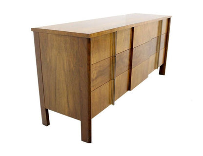 Mid Century Modern Burl Walnut John Widdicomb 9 Drawers Long Dresser Credenza