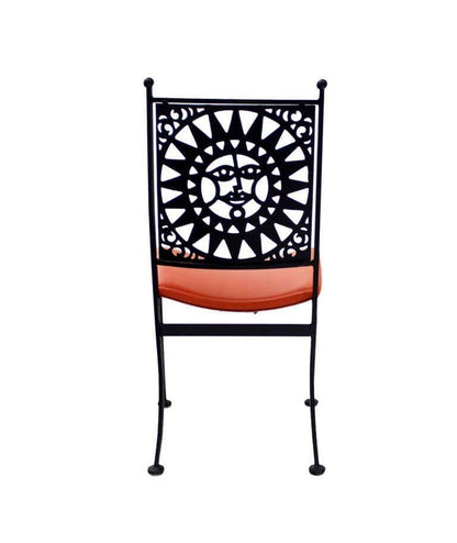 EstablishedLines Thick Steel Chair Pierced Sun Sunburst Design Back Mid-Century Modern MINT!