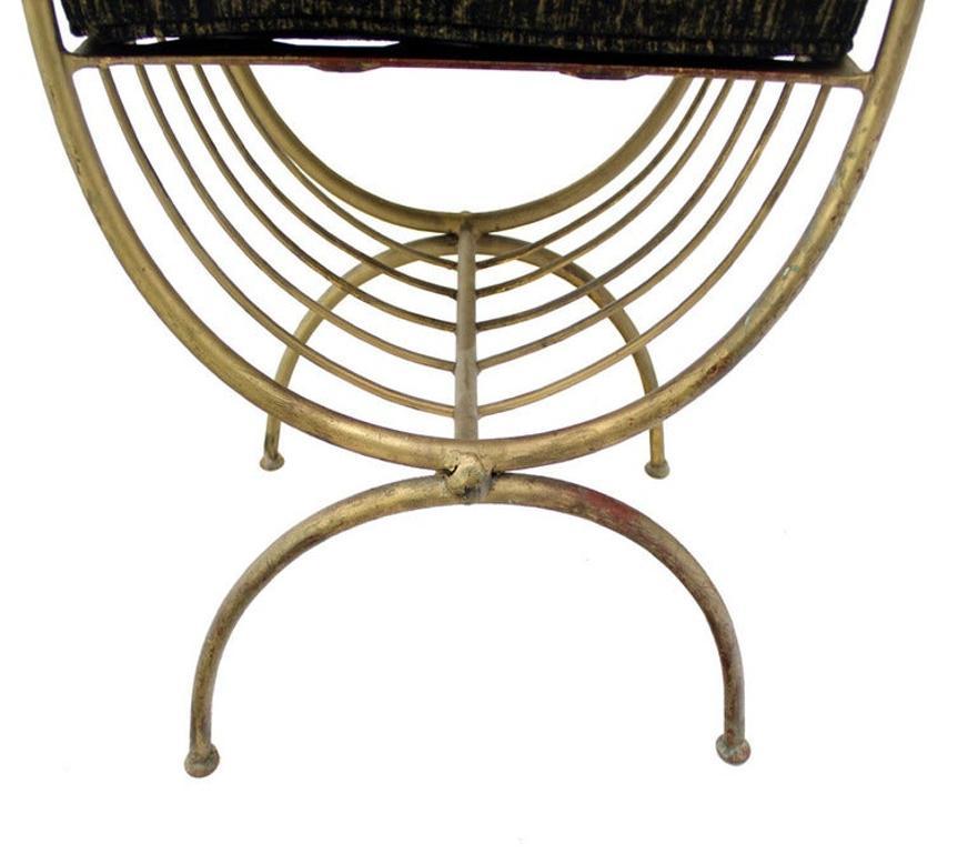 EstablishedLines Mid Century Modern U Shape Gilt Wrought Iron Window Bench NEW Upholstery MINT!