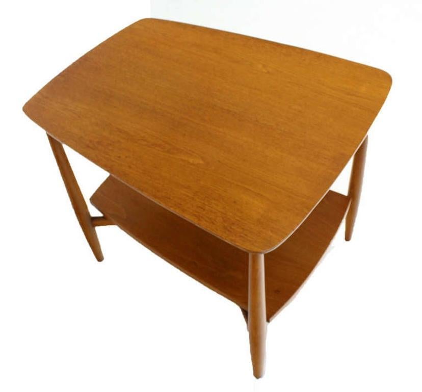 EstablishedLines Mid-Century Modern Two Tier One Drawer Walnut End Side Table by John Stuart MINT