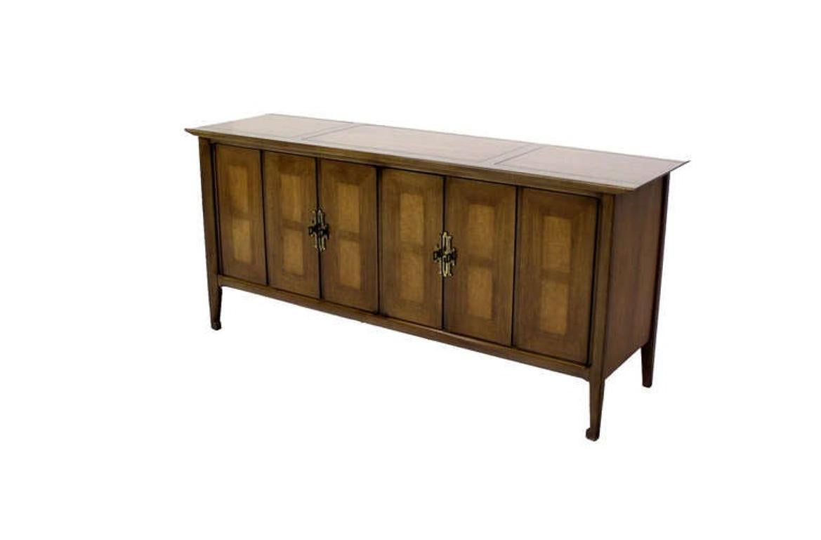 EstablishedLines Mid Century Modern Burlwood Long Credenza 6 Drawers Dresser Matching Mirror MINT