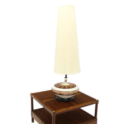 EstablishedLines Large 53" Tall Round Porcelain Pottery Base Mid-Century Modern Table Lamp MINT!