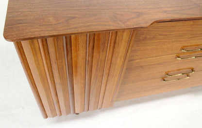EstablishedLines Danish Mid Century Modern Long Walnut Dresser Super Clean 3 Drawers Two Doors