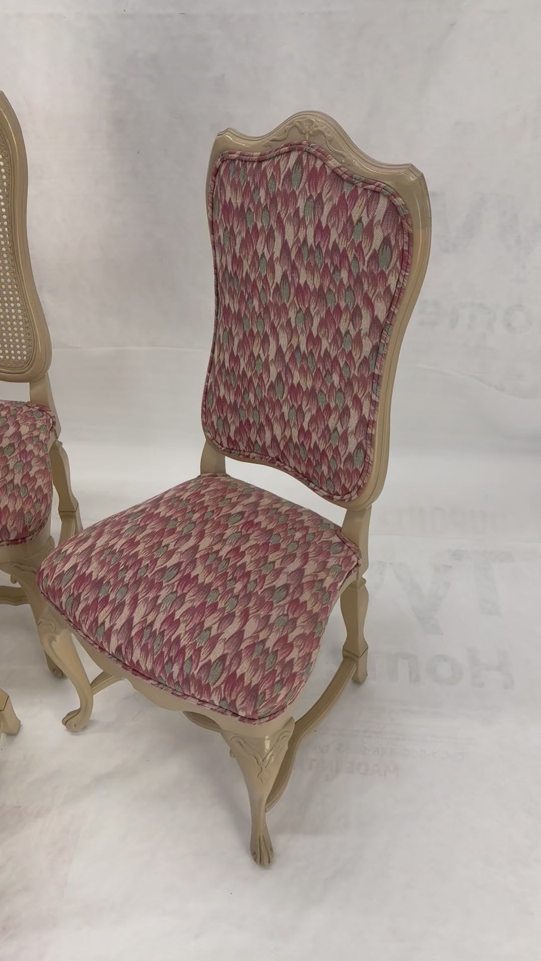 EstablishedLines Set 6 Tall Back Thick Cream Lacquer Carved French  Dining Chairs Stretchers MINT