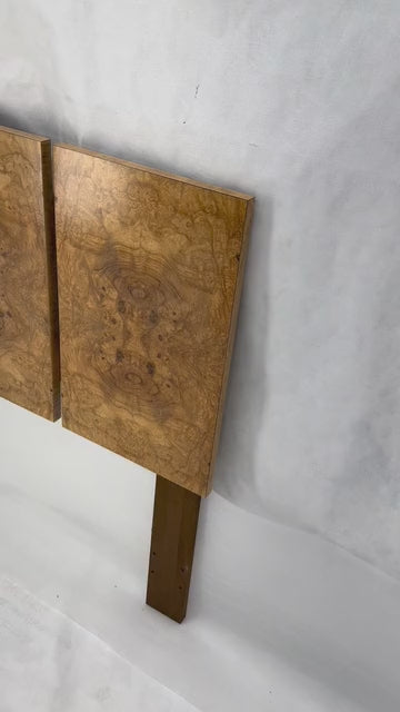 EstablishedLines Mid Century Modern Milo Baughman Full Queen Size Burl Wood Headboard Bed MINT!