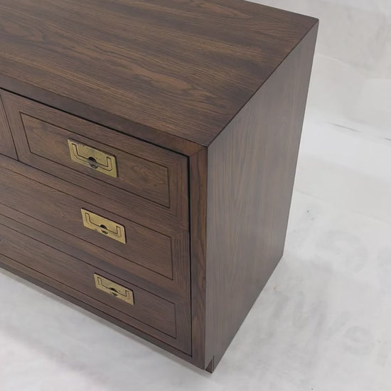EstablishedLines Henredon Campaign Style 7 Drawers Compact 64" Long Dresser Credenza Brass MINT!