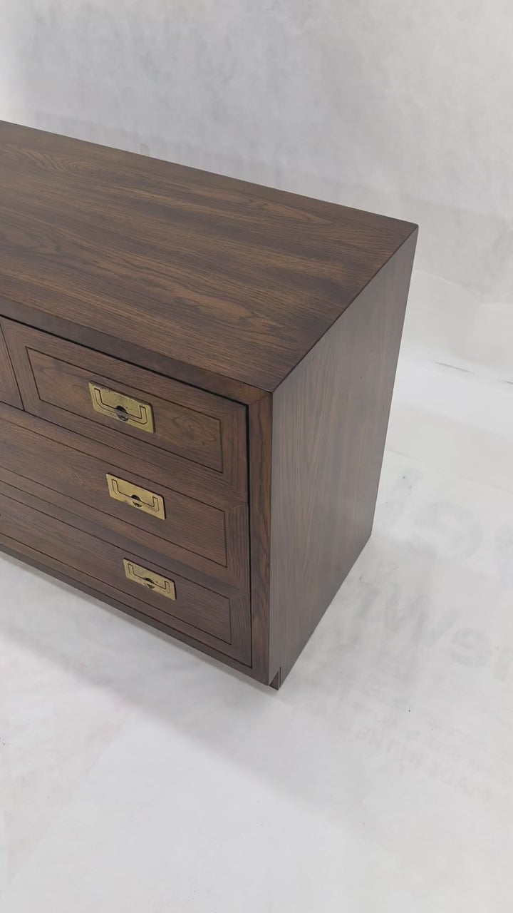 EstablishedLines Henredon Campaign Style 7 Drawers Compact 64" Long Dresser Credenza Brass MINT!