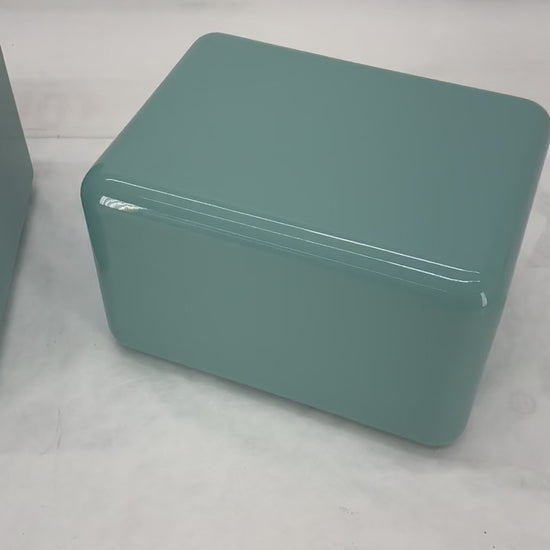 EstablishedLines Non Matching Pair Rounded Edges and Corners Thick Enamel Finish Side End Tables