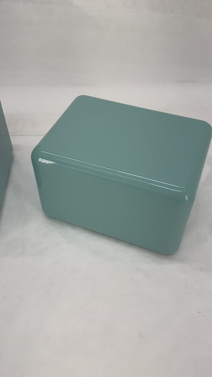 EstablishedLines Non Matching Pair Rounded Edges and Corners Thick Enamel Finish Side End Tables