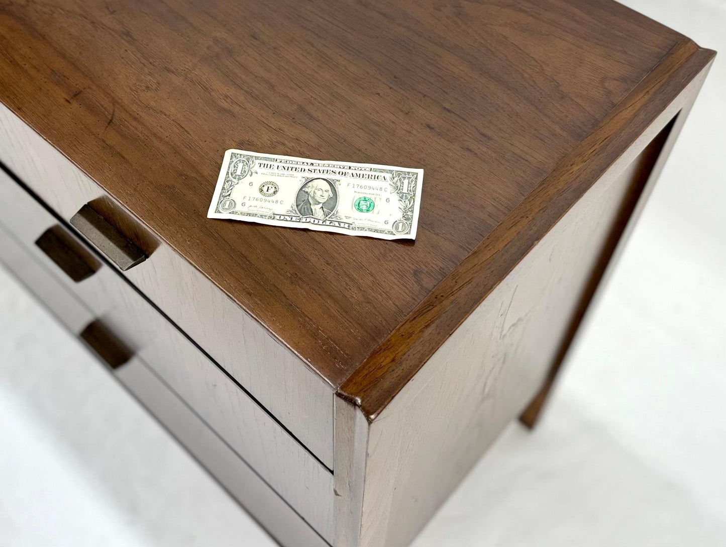 Mid Century Modern Wormy Chestnut 7 Drawers Compact Dresser Credenza MINT